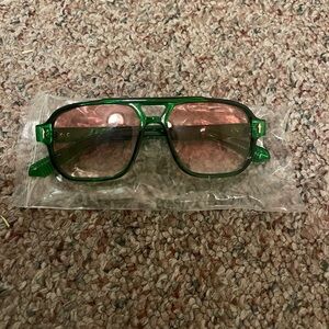 Green Aviator Sunglasses tinted pink lenses